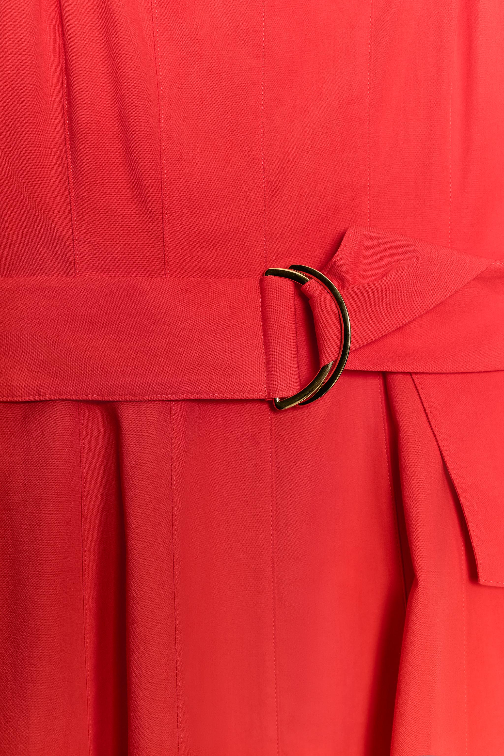 BELTED POPLIN MIDI DRESS